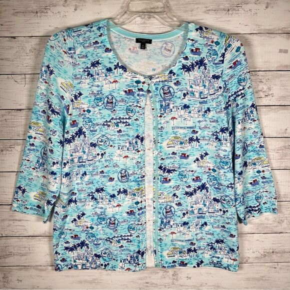 Talbots Santorini Soft Knit 3/4 Sleeve Coastal Cardigan 1x - Picture 2 of 8